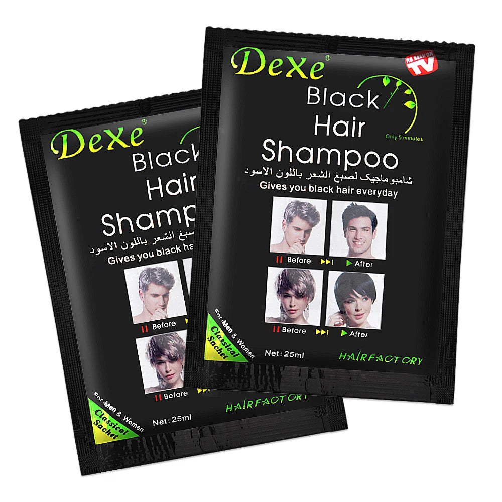 10-Pack Herbal Black Hair Color Shampoo – Natural Darkening