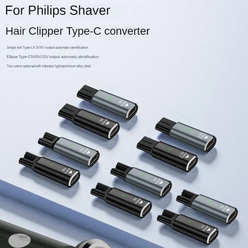 15V HQ8505 Type-C Shaver Adapter for Philips Norelco Trimmer Shaver Charging Adapter Oasis Select