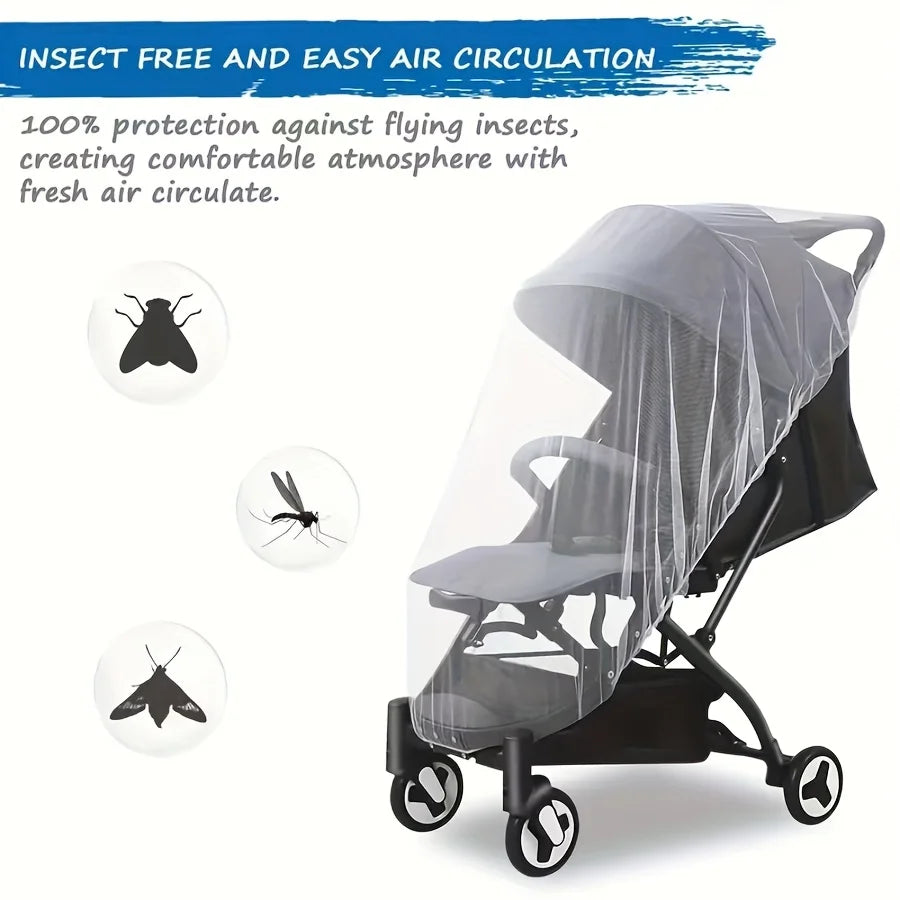 White Stretchy Mosquito Net for Strollers and Cribs Breathable Polyester Durable & Easy To Install Outdoor & Indoor Use Oasis Select