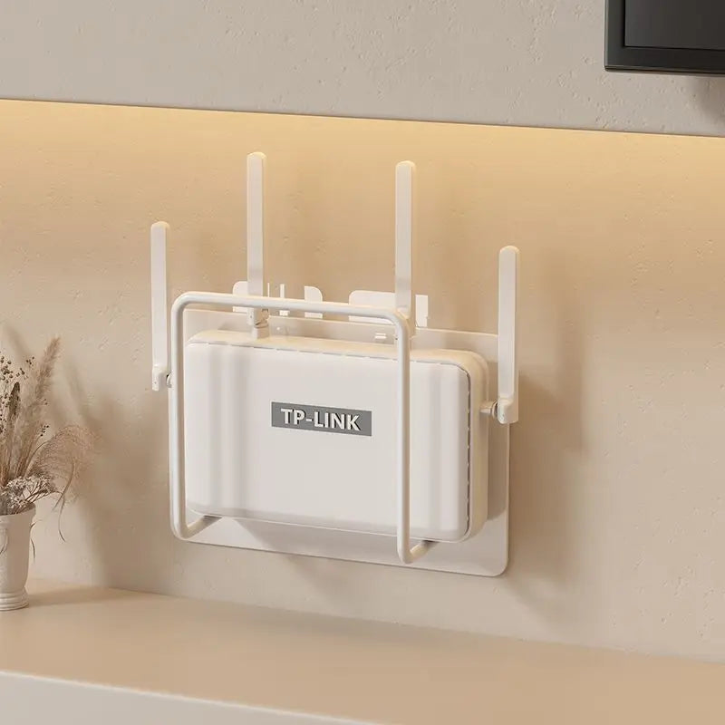 No-Drill Wall Mount Router Bracket – Iron Storage Shelf