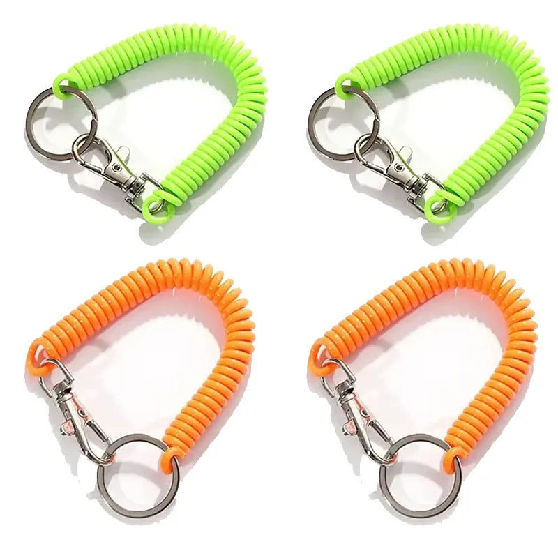 1 2 Spiral Telescopic Spring Coil Keychain Anti-theft Anti Loss Pull