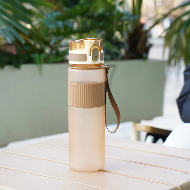 530ml BPA-Free Plastic Water Bottle with Lid & Strap, Portable for Hiking Fitness, Durable Sport & Casual Use Water Container Oasis Select 530ml light brown