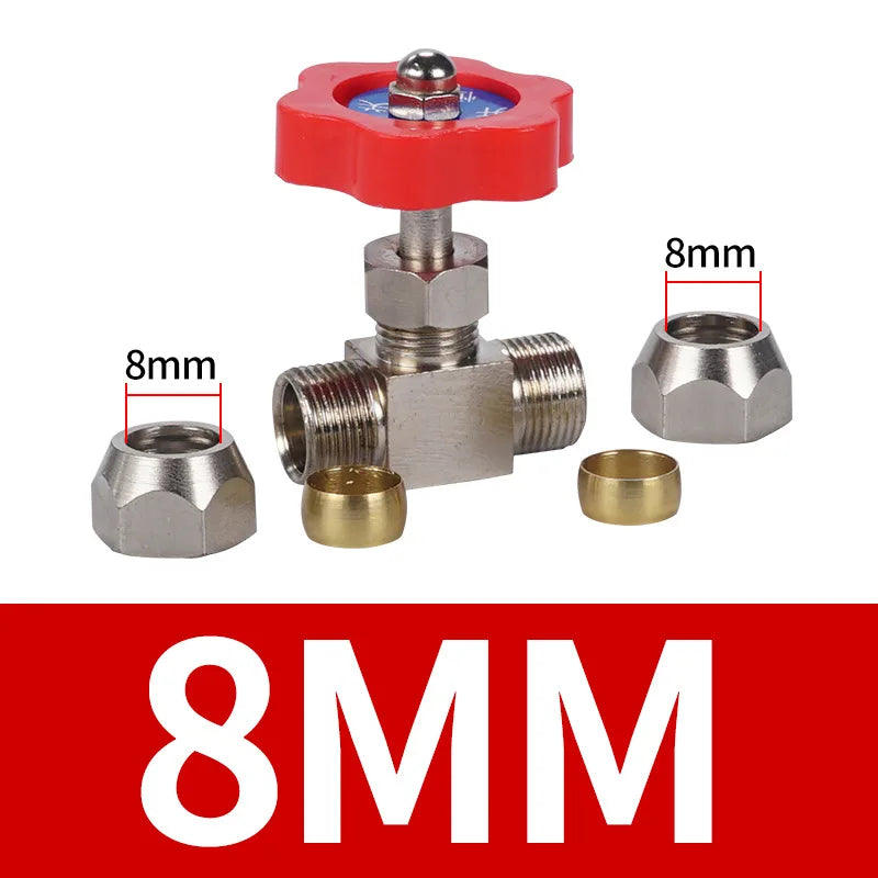 Pneumatic Copper Tube Needle Globe Valve Metal High Pressure 6 8 10 12mm Inner Diameter 1/8 1/4 "plastic Handle Nickel Plated Oasis Select ZXF-08mm