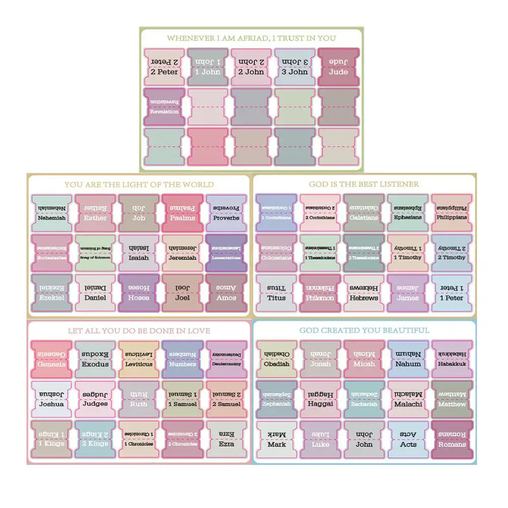 5/6 Sheets Bible Index Label Sticker Writable Self-adhesive Paper Tabs Bible Index Tabs for Read Bookmark Stickers Study Tool Oasis Select D 5Pcs