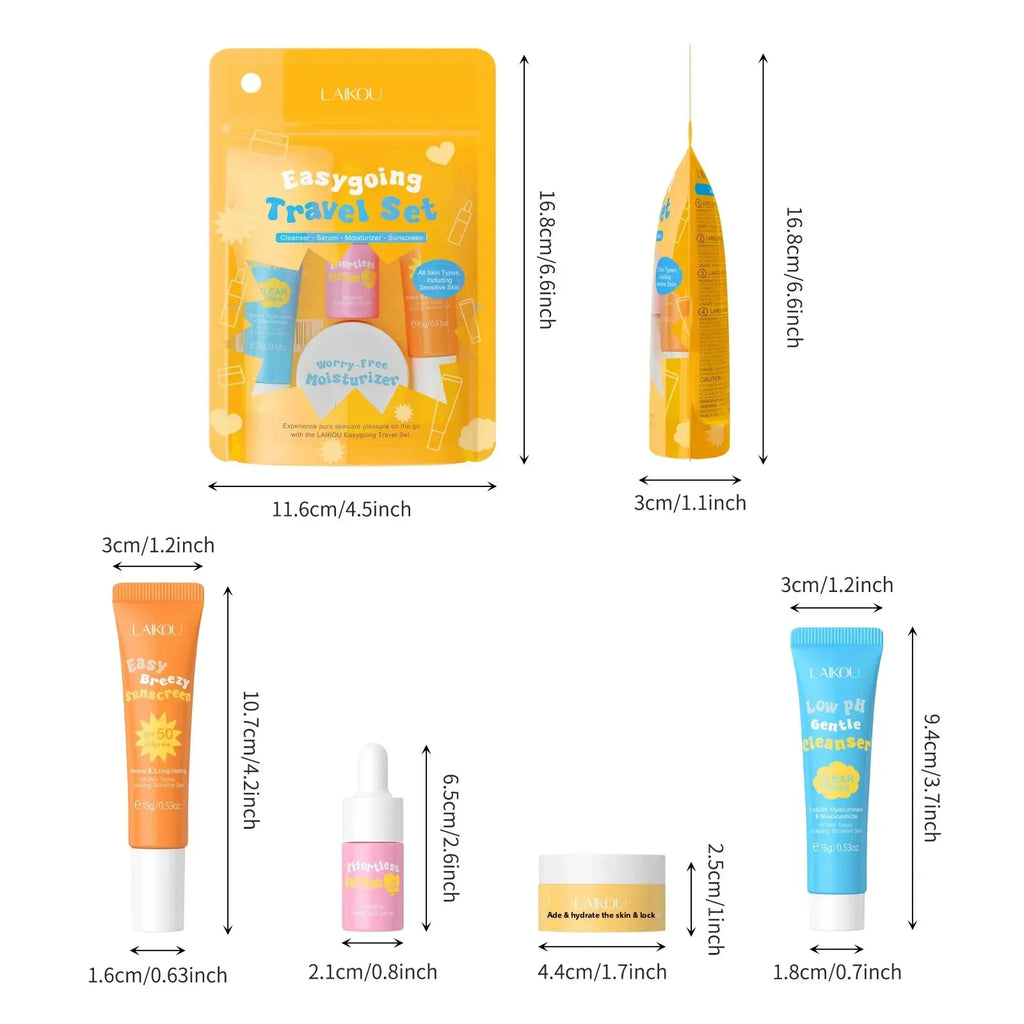 Ceramide Skincare Travel Kit With Hyaluronic Acid Low Ph Facial Cleanser Gentle Serum Moisturizer And Airy Sunscreen Oasis Select
