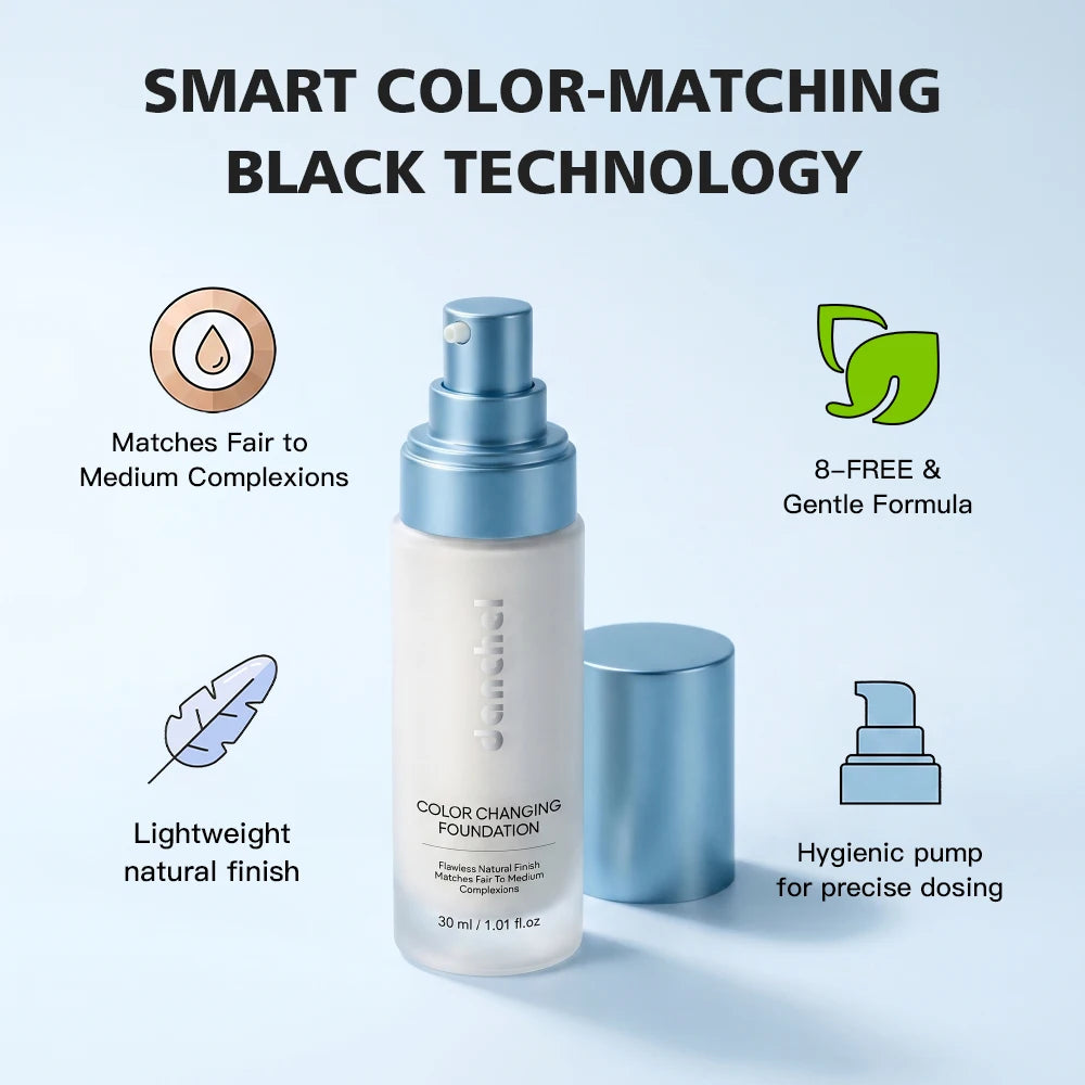 Color Changing Foundation Long-Lasting Buildable Coverage Non-drying Base Foundation Smooth Texture Flawless Natural Face Makeup Oasis Select