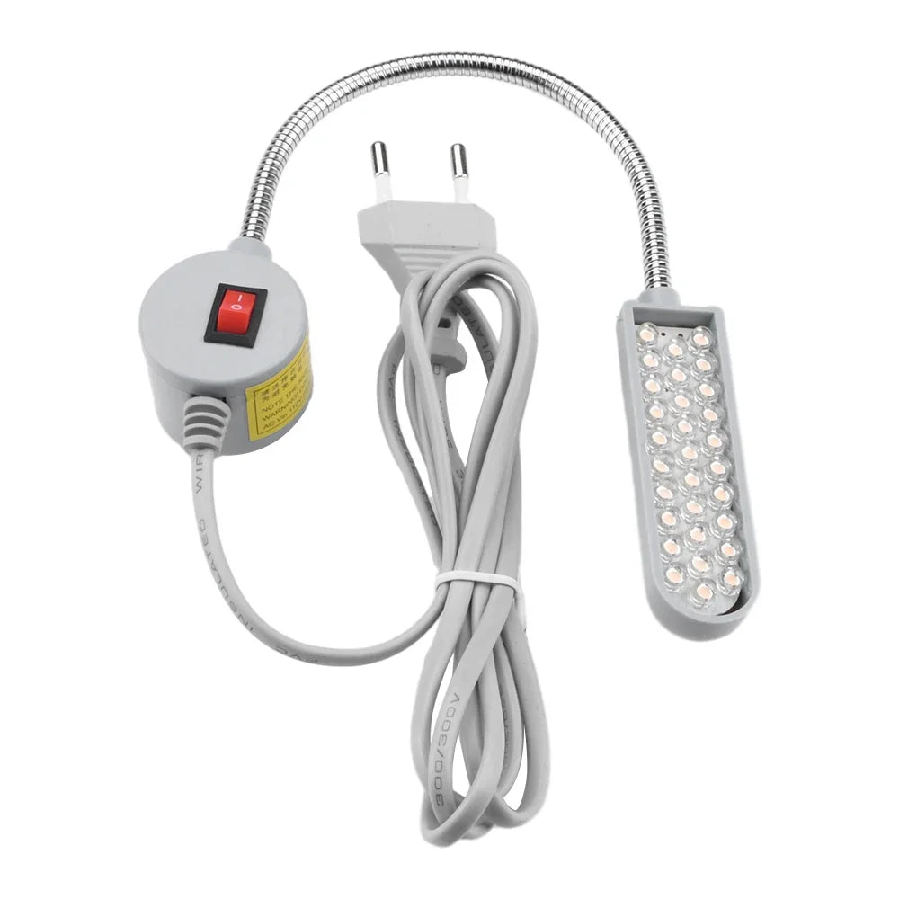30 LED Industrial Strength Gooseneck Lamp Flexible 360° Sewing Machine Work Light Clothing Machine Accessory Oasis Select AC220V EU Plug