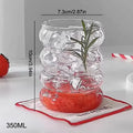 300ML Coffee Mug Creative Glass Cups Vintage Ins Style Heat-Resistant Ripple Drinking Glasses for Juice Glassware Wine Cups Oasis Select 1Pcs 300ml