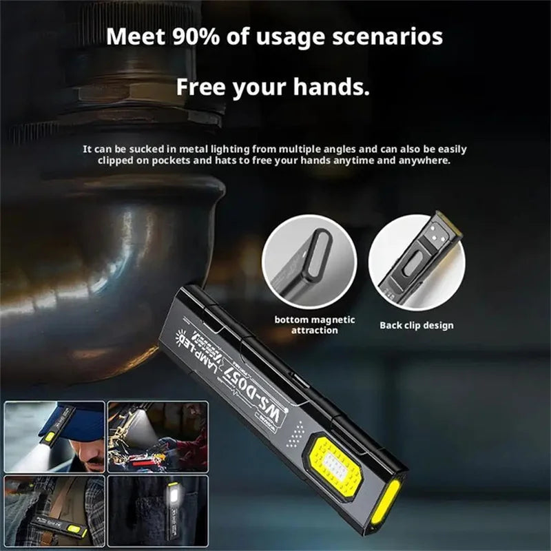 Mini LED Keychain Flashlight Rechargeable EDC Torch with Pen Clip COB Pocket Lantern Work Light with Magnet for Outdoor Camping Oasis Select