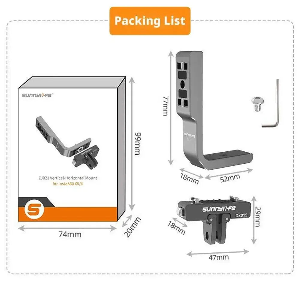 Sunnylife Magnetic L-Bracket Mount for Insta360 X5 & X4