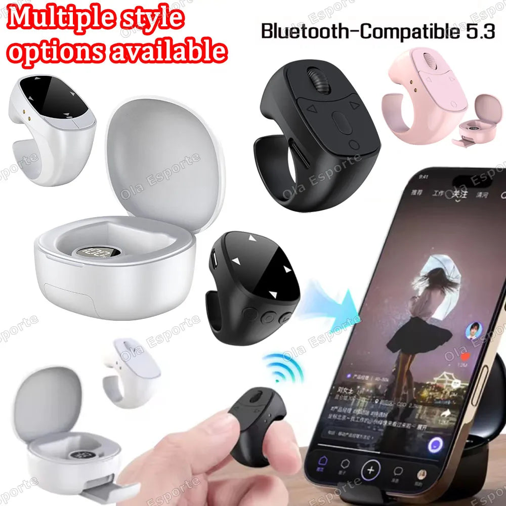 Bluetooth 5.3 Fingertip Scroll Ring – Selfie & Video Remote
