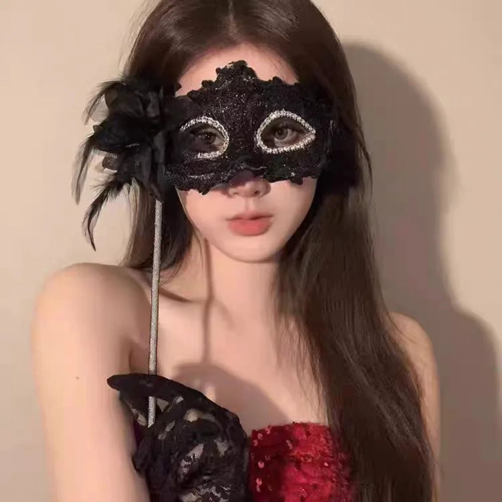 Retro Lace Half Face Mask | Gothic Masquerade Costume Prop