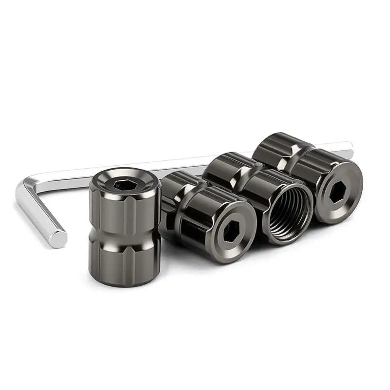 4pcs Car Tire Valve Stems Caps, Anti-Theft Auto Wheel Valve Stem Covers With O Rubber Seal, Universal Stainless Tyre Air Stems Oasis Select Black