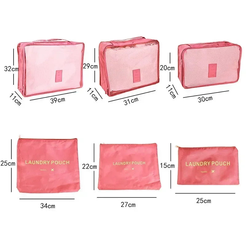 6pcs Set Travel Storage Bags Suitcase Packing Set Storage Cases Portable Luggage Organizer Clothes Shoe Foldable Organizer Oasis Select