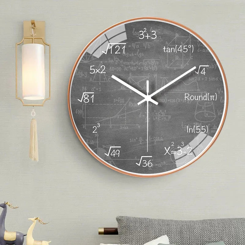 Modern Math Wall Clock Creative Art Hanging Clock Non Ticking Wall Clock Home Decor for Study Bedroom Living Room Office Gift Oasis Select