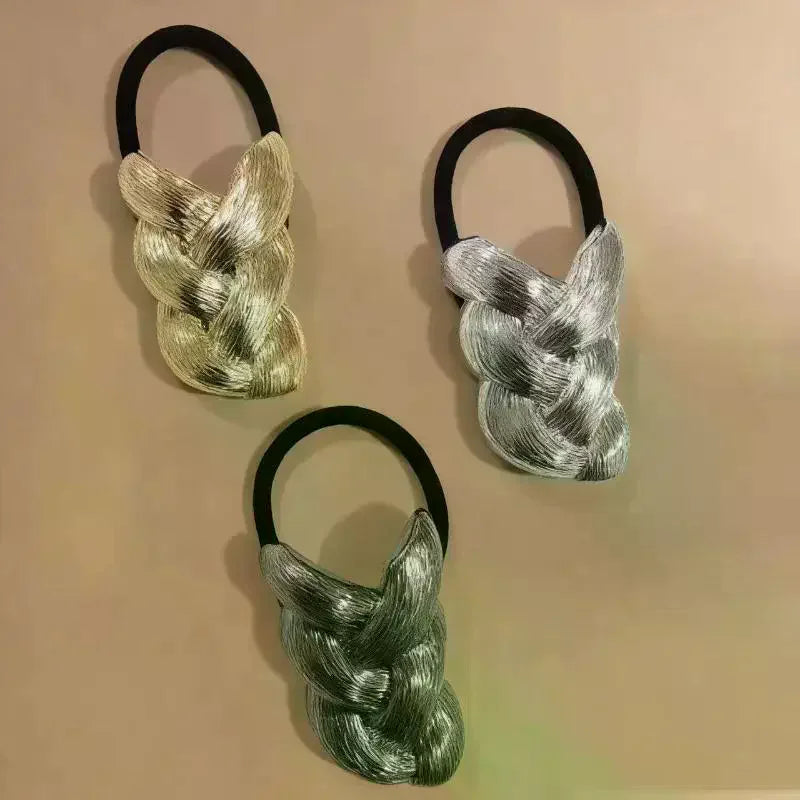 Metal Braid Hair Tie Fashion Elastic Hair Rope For Women Girls Daily Ponytail Styling Hair Accessories 메탈 브레이드 헤어 타이 Oasis Select