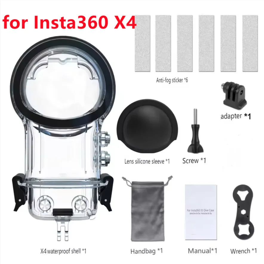 50M Waterproof Dive Case for Insta360 X5 X4 X3 Housing