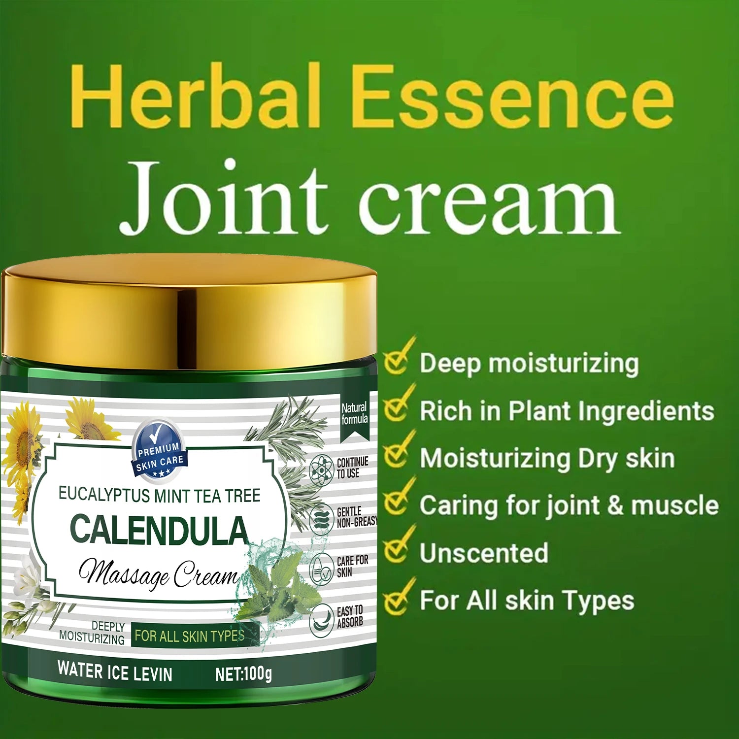 Eucalyptus Mint Tea Tree Calendula Massage Cream with Retinol & Niacinamide - Soothing Body Care Oasis Select