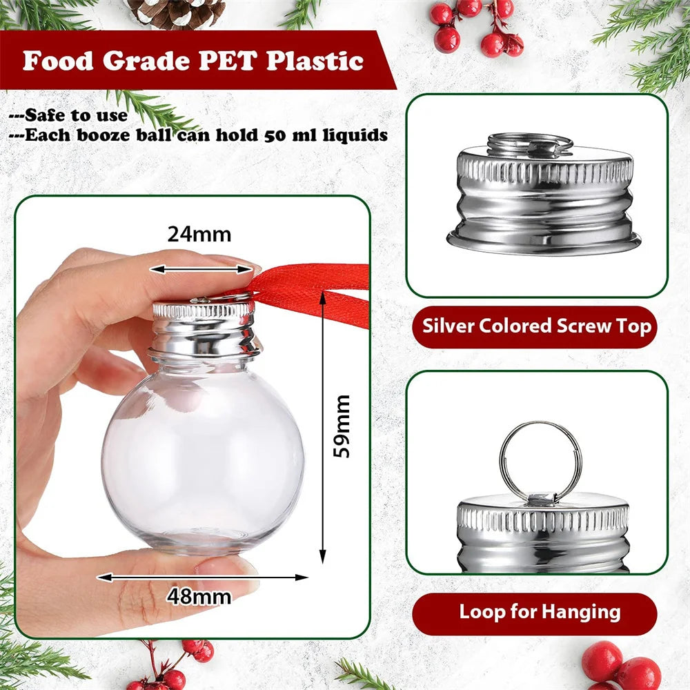 Christmas Fillable Wine Tree Ornaments Water Bottle Light Bulbs Jingle Bells Christmas Tree Shape Plastic Transparent Balls Oasis Select