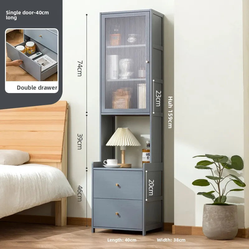 Simple Modern Simple Small Home Storage Cabinet Locker Shelf Bedroom Internet celebrity Mini Cabinet Shelf Oasis Select Grey-40