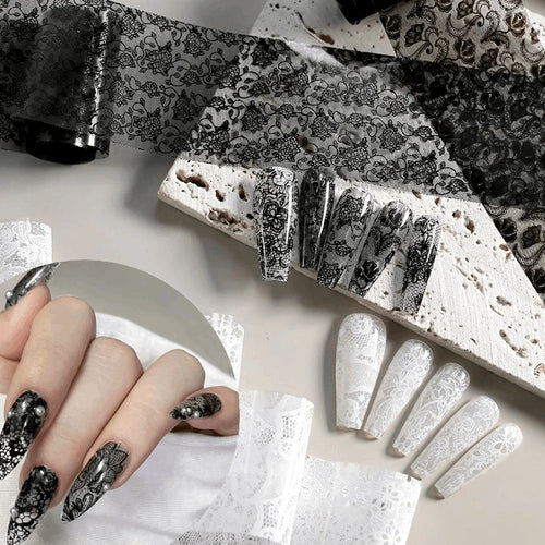 10-Roll Lace Nail Foil Transfer Strips – DIY Nail Art Wraps Nail Foil Wraps Oasis Select
