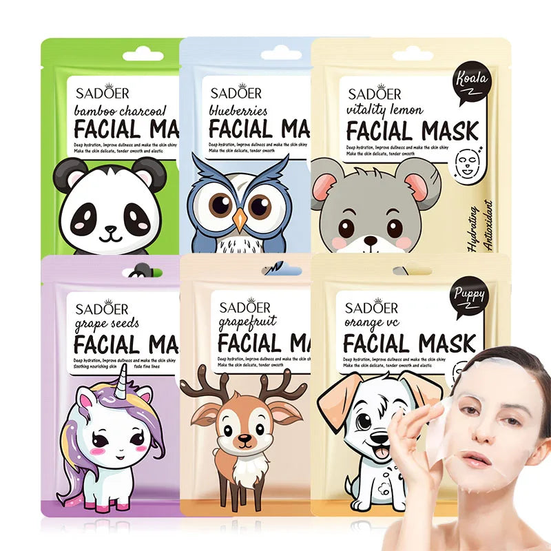 SADOER Fruit Face Mask 5-Pack – Hydrating & Anti-Wrinkle Hydrating Sheet Mask Oasis Select