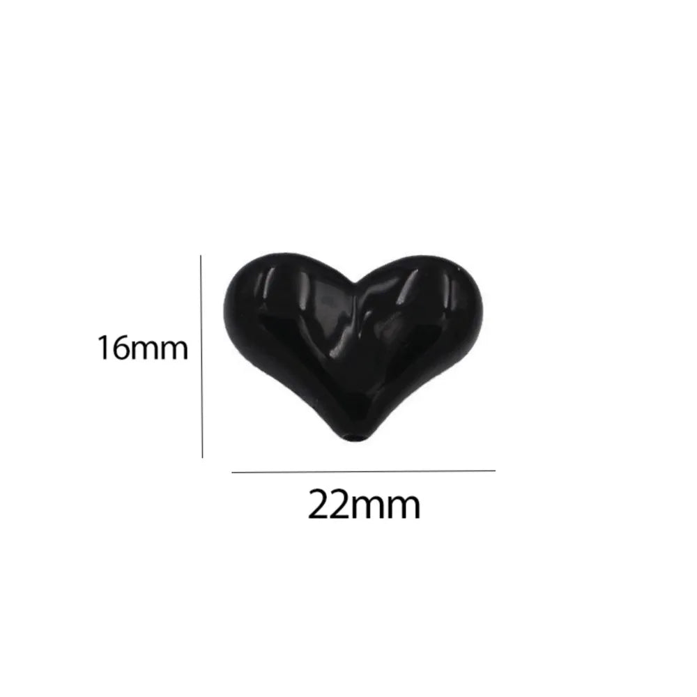 20pcs 16x22mm Acrylic Heart Shape Spacer Beads with 2mm Hole for Keychain Earrings Necklace Jewelry Pens Making Craft DIY Oasis Select