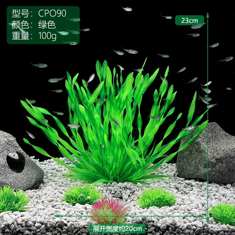 Plastic Aquarium Plants Fish Tank Decorations Artificial Seaweed Water Grass Underwater Plants for Aquarium Ornament Oasis Select Green-2