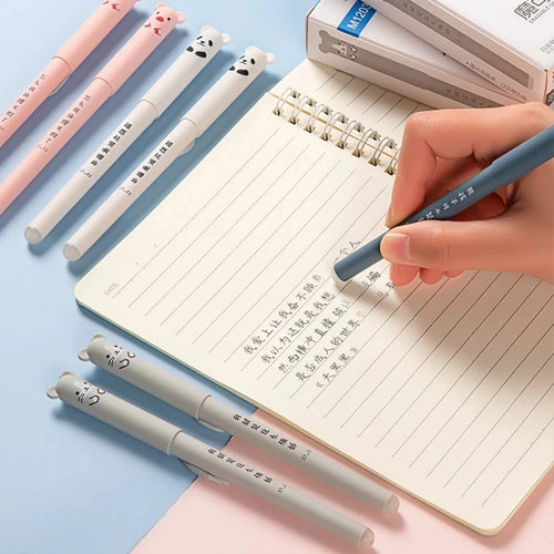 12pcs Animals Panda Erasable Gel Pen 0.5mm Blue Black Erasable Pen Refills Rods Washable Handle School Supplies Stationery Oasis Select