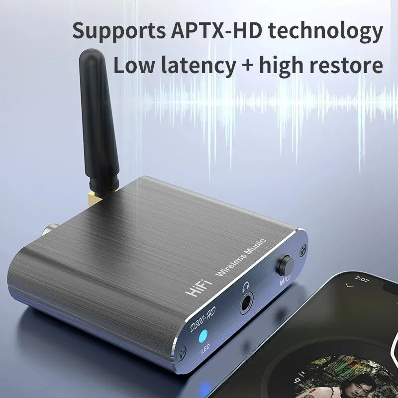 VAORLO AptX-HD Bluetooth 5.2 Receiver HIFI Music Wireless Audio Adapter 3.5mm AUX Optical Toslink/Coaxial Output For Car Speaker Oasis Select