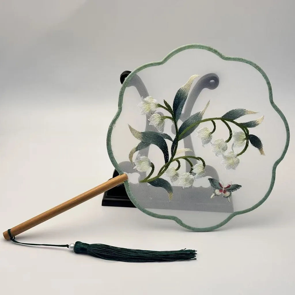 Chinese Silk Round Fan Double-sided Floral Embroidery Hand Fans