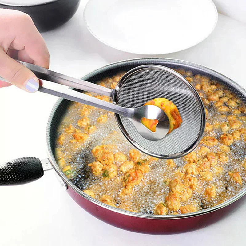 Multifunction Stainless Steel Kitchen Sieve Filter Spoon Handheld Oil Strainer Clip Fried Food Cooking Gadgets Accessory Oasis Select