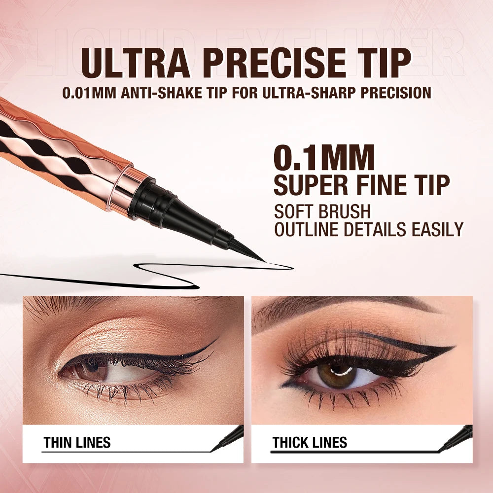 O.TWO.O Waterproof Liquid Eyeliner – Ultra Fine 12-Hour Black