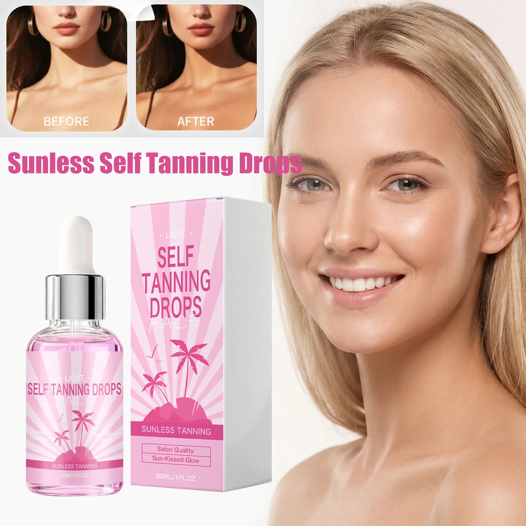 Self Tanning Drops Sunless Tanner Serum Face Body Natural Bronze Tone Even Skin Tone Moisturizing Glowing Hydrating Bronzing Oasis Select