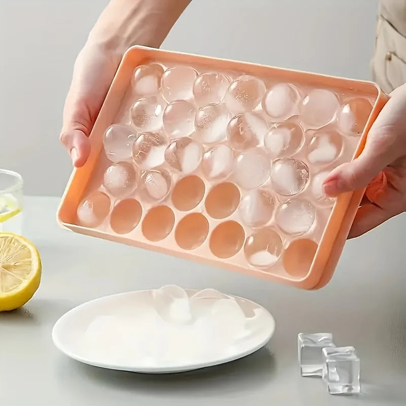 33-Cavity Round Silicone Ice Cube Tray for Making Clear Ice Balls & Spheres Beverages, Kitchen Use, Cocktail Ice Mold Stylish Oasis Select