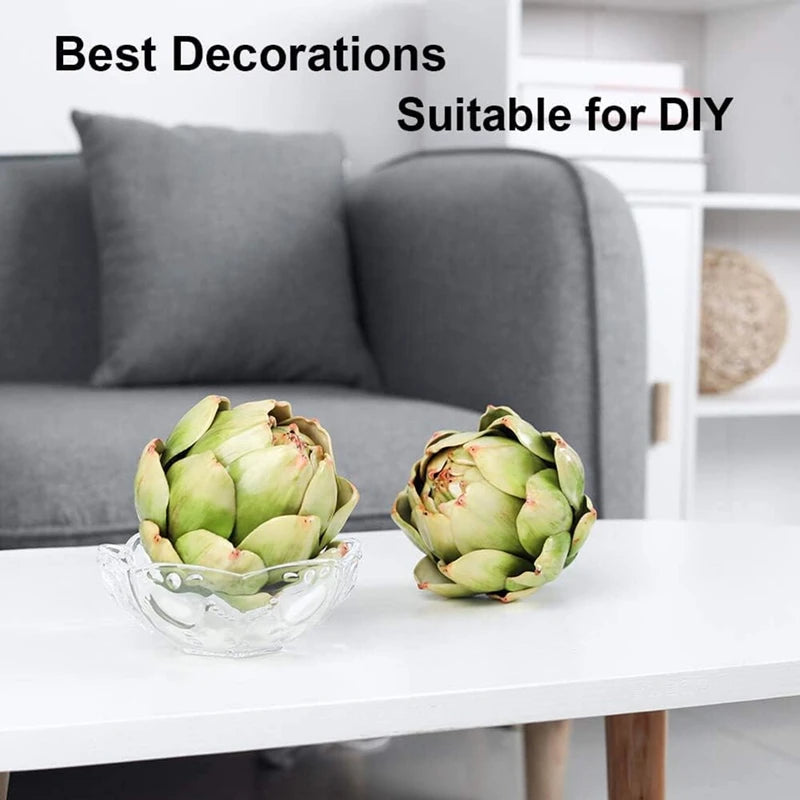 WISH 3-Pack Large Green Faux Artichokes - Artificial Vegetables And Fake Fruits For Kitchen Decorations Oasis Select