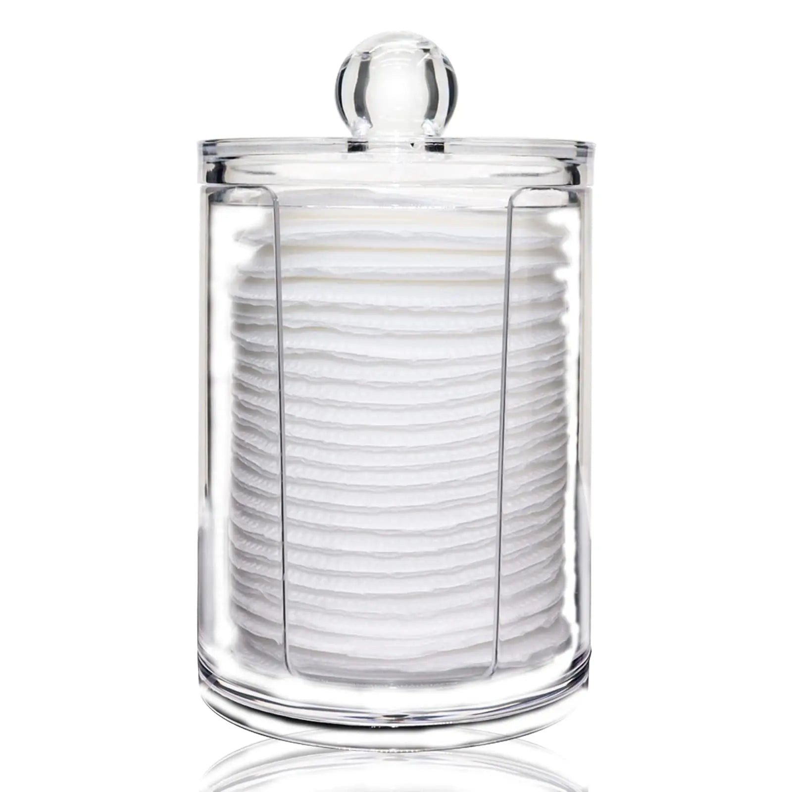 Cotton Round Pad Dispenser with Bamboo Lid/ Transparent Lid, Small Clear Acrylic Container for Cotton Swabs/Cotton Balls Oasis Select Transparent cover
