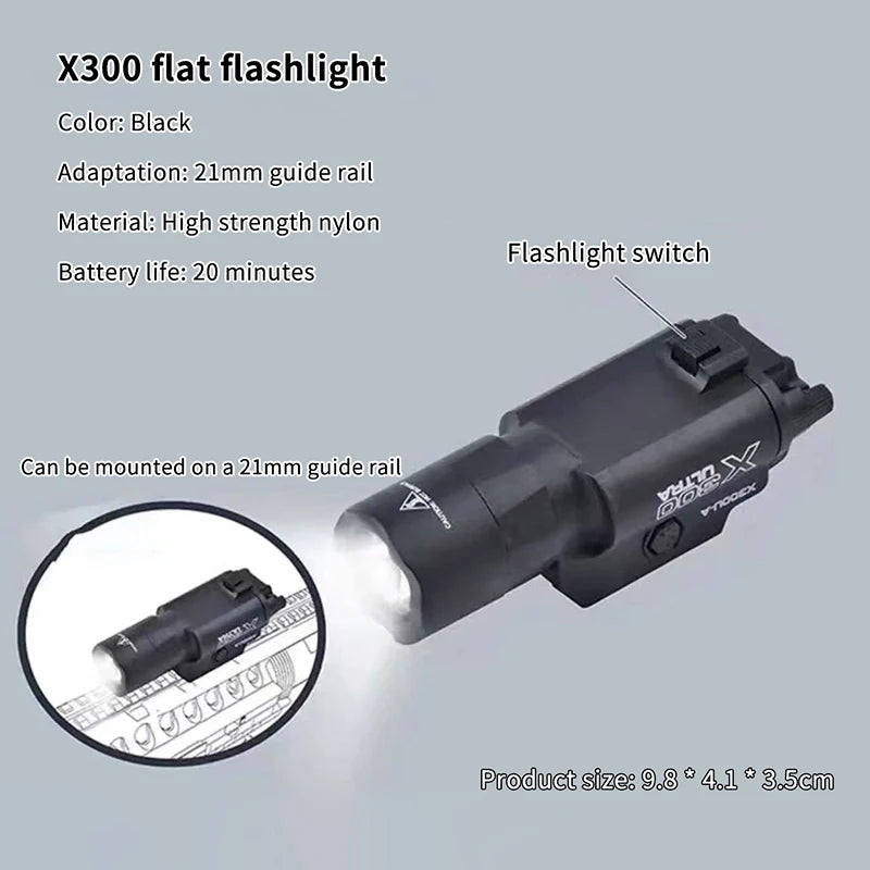 X300U-A Multi - Functional Tactical Light: Fits 20mm Rail, For Toy Airsoft Guns, Hunting, CS Matches & Wargames Oasis Select black