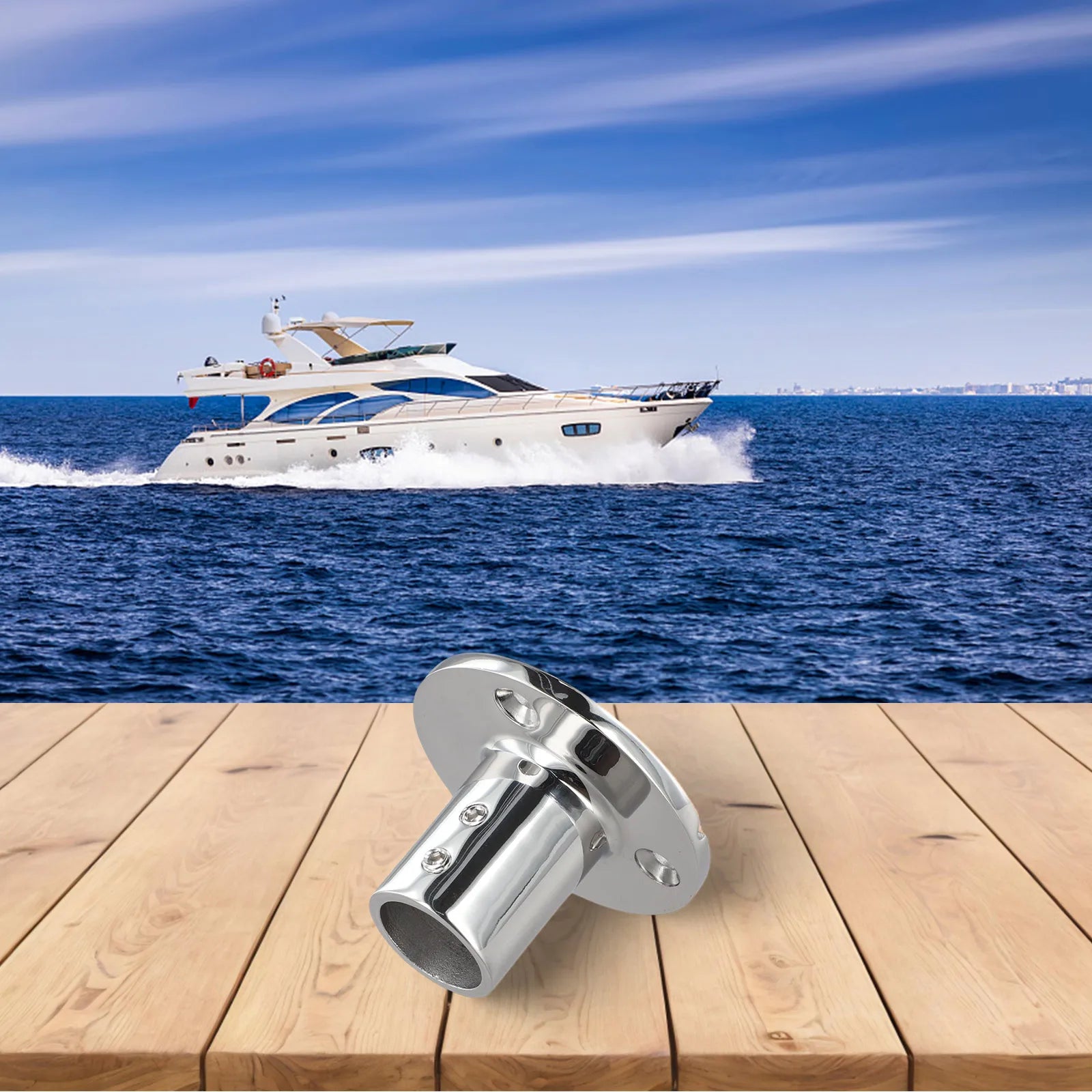 316 Stainless Steel Boat Handrail Base for Yacht Railing Fits 7/8 or 1 Tubes Designed for Harsh Marine Environments Oasis Select