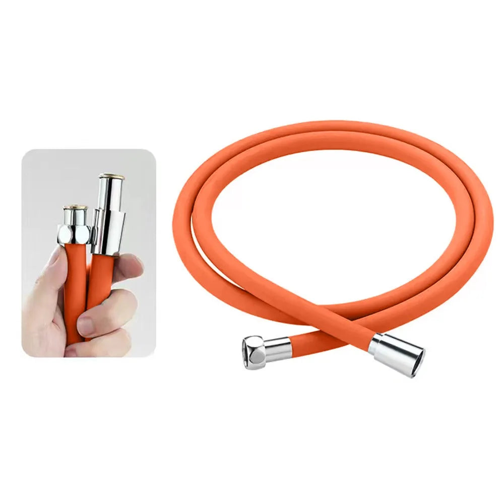 1.5/2M Silicone Flexible Shower Hose Anti-Winding Soft With Skin Touch Extension High Pressure Pipe Explosion Proof Oasis Select 2M Orange