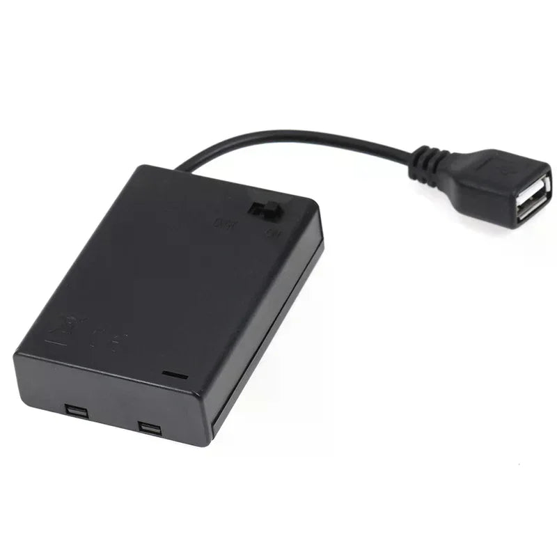 DC4.5V Portable Mini AA Battery Holder Storage Box Case USB Power Supply Battery Box For 5050 3528 2835 LED Strip Light Oasis Select