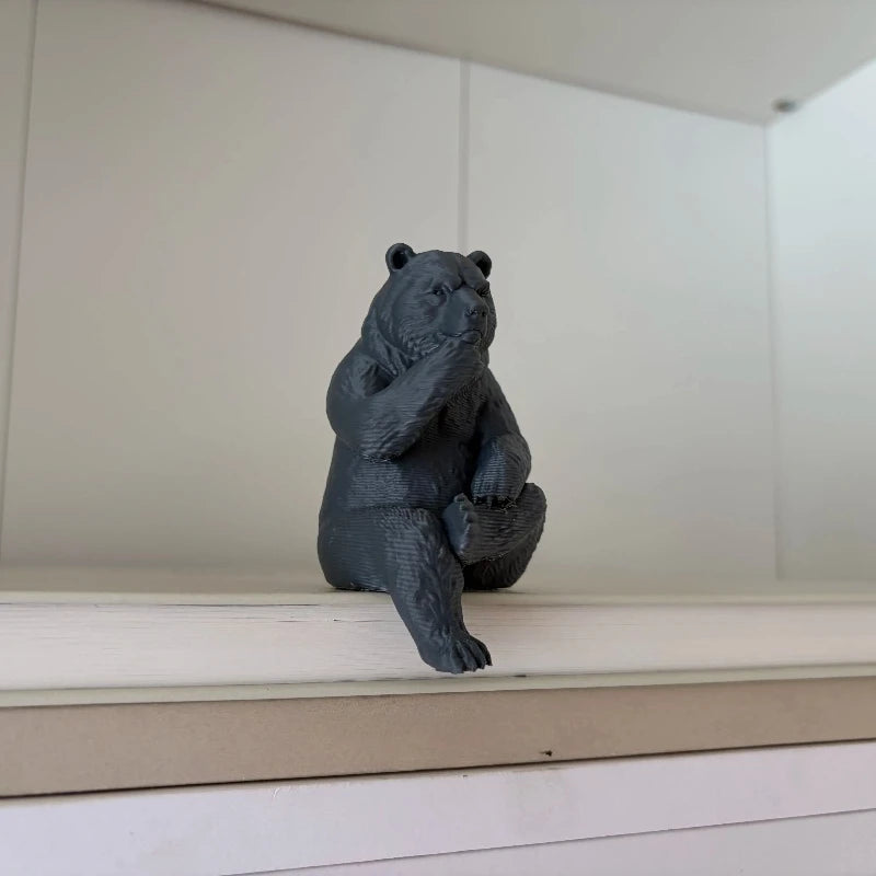 Thinking Bear Edge Sitter Figurine 3D Printed Shelf Table sitting posture Border Decor Bear Mini Home Office Desk Ornament gifts Oasis Select