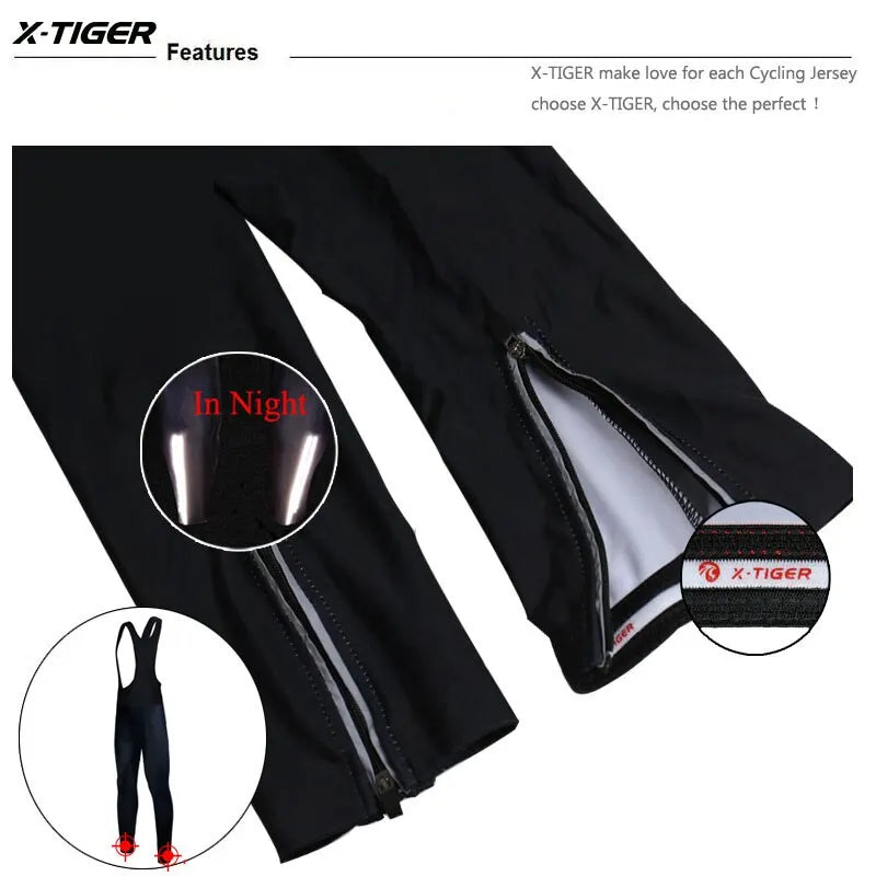 X-Tiger Whole Black 5D GEL Pad Pro Cycling Bib Pants MTB Bike Cycling Trousers Anti-sweat Quick-Dry Mountian Bike Bib Pants Oasis Select