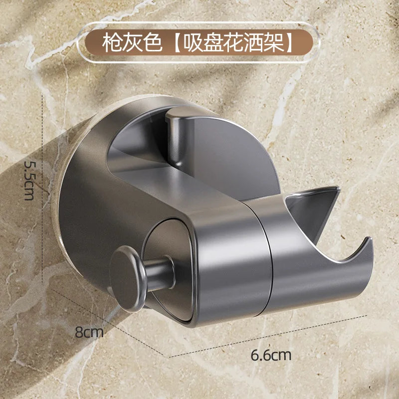 New Shower Holder 360°Adjustable Self-adhesive Shower Head Stand Bracket, Suction Cup Shower Head Holder Bathroom Accessories Oasis Select Grey Holder