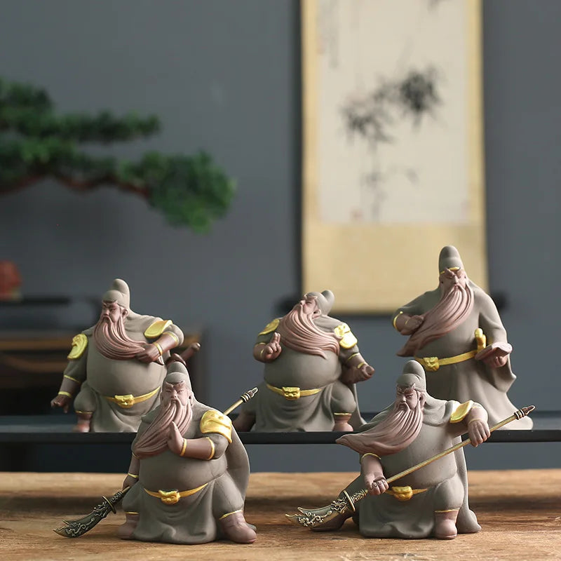 Purple Sand Tea Pet Decoration Zhongyi Guan Gong Creative Hand-carved Tea Pet Tea Tray Ceremony Crafts Oasis Select
