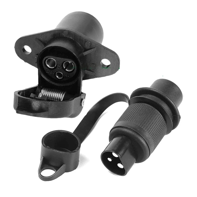 3 Pin Trailer Socket Connectors Round 3 Pole Plug-in Trailer Tractor Plug for Electrical Caravan Truck 12V Oasis Select
