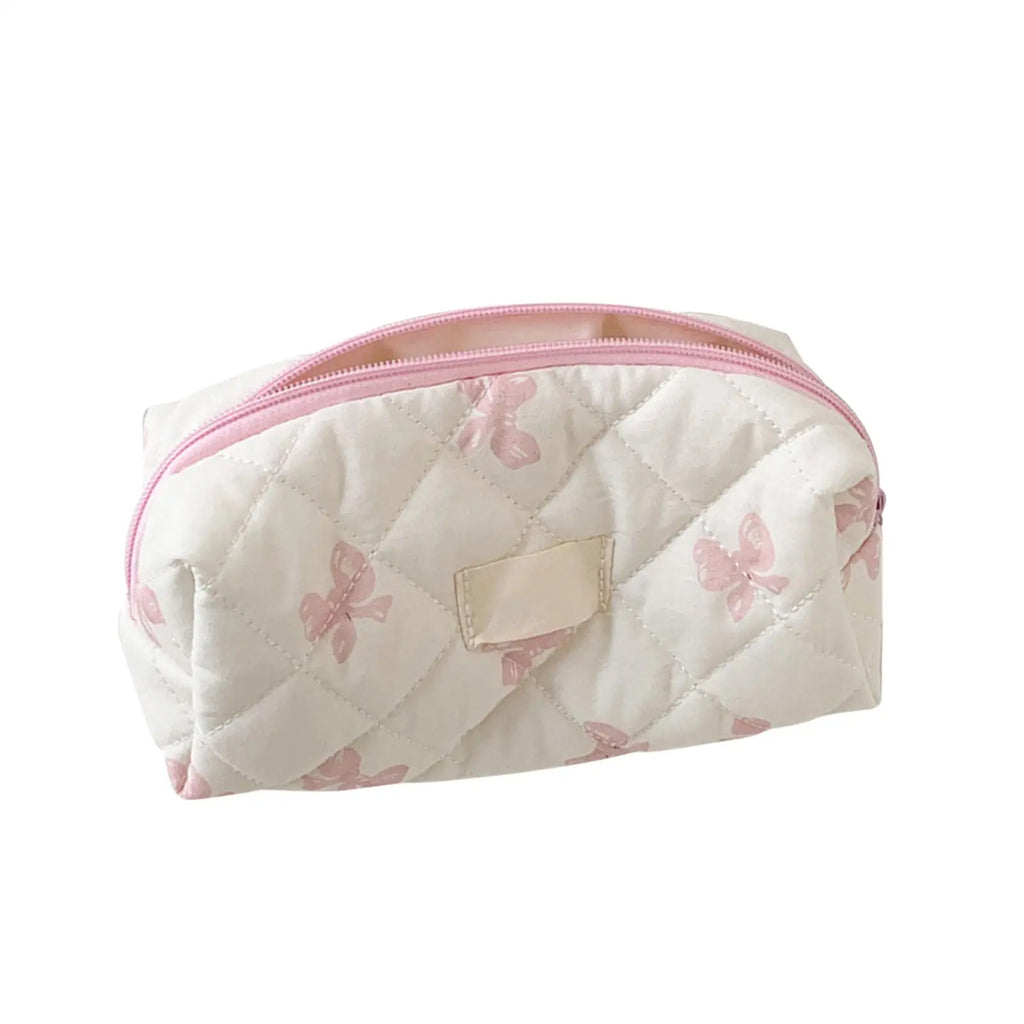 Large Capacity Storage Bag Pencil Case Makeup Bag Bow Print Cosmetics Bag Sundry Storage Bags Organizer Student Stationery Oasis Select