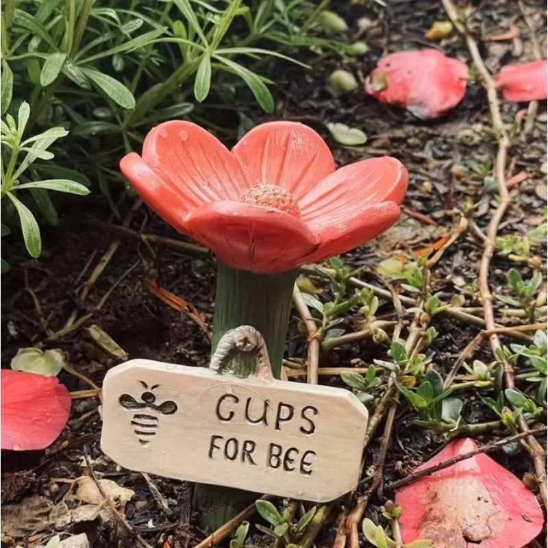 Flower Shape Watering Stations Bee Waterers For Garden Bee Pollinator Feeder Drinking Cups Colorful Butterfly Hygienic Cups Oasis Select