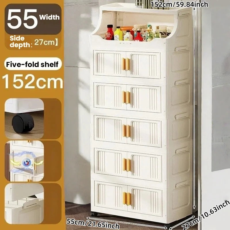 Home high-end appearance storage cabinet, bedroom bedside table, kitchen multi-level foldable storage rack Oasis Select 6 layers-white