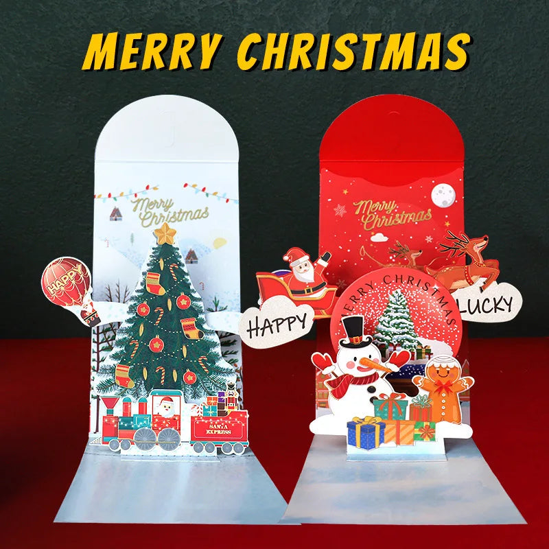 Original Design of 3D Stereoscopic Christmas Red Envelopes and Christmas Day Greeting Cards for Christmas Eve Oasis Select